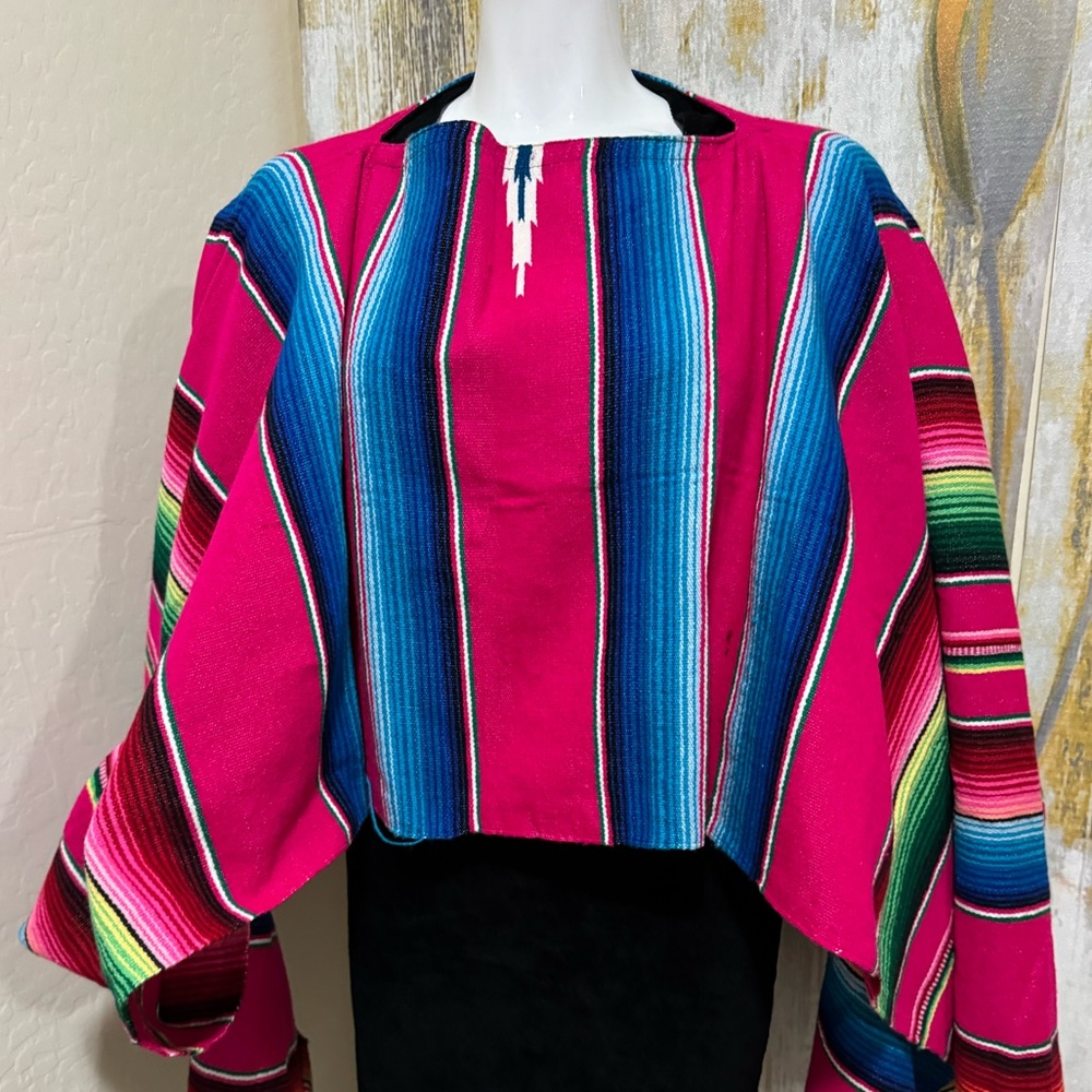 Vibrant Striped Poncho